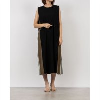 Anna Nicola/アンナニコラ Anna Nicola 配色ロングワンピース サイド切り替え 脇ラメテープ ノースリーブ/508155378