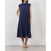 Anna Nicola/アンナニコラ Anna Nicola 麻混パイピングノースリーブワンピース/508155379
