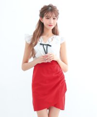 Tika/ティカ Tika キャバドレス シンプルバイカラーノースリーブウエストマークタイトミニドレス (S～XXLサイズ)/508155398