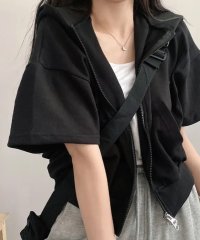 VIVIDLADY/ビビッドレディ VIVIDLADY ダブルジップパーカー 半袖 ショート丈/508155408