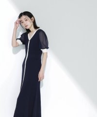 NATURAL BEAUTY BASIC/シアースリーブバイカラーニットワンピース/508112127