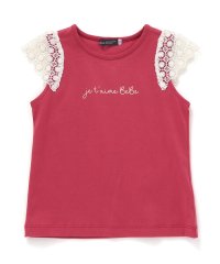 BeBe/お花レースキャップスリーブ天竺Tシャツ(90~150cm)/508128447