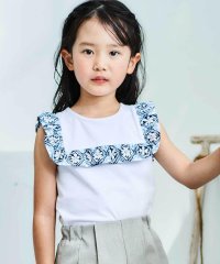 BeBe/【お揃い】復刻アーカイブタイル柄スクエアフリル天竺Tシャツ(90~150cm)/508128450