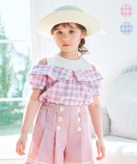 anyFAM（KIDS）/チェック オフショルダー ブラウス/508155881