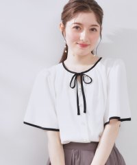 Couture Brooch/【きれいめ・二の腕カバー・通勤】配色フレア2WAYブラウス/508156054