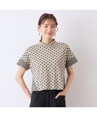 Liliane Burty ECLAT/【S・Mサイズ】ウォッシャブル天竺ドット×ボーダーTシャツ/508159273