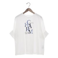 EGLANTINE/エグランティーヌ EGLANTINE CHARM 箔ロゴプリント 袖光沢シアーカットソー 5分袖Tシャツ/508159602