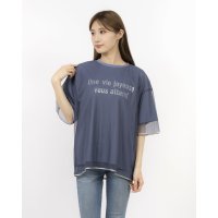 EGLANTINE/エグランティーヌ EGLANTINE チュール重ね ロゴカットソー 半袖Tシャツ/508159603