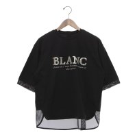 EGLANTINE/エグランティーヌ EGLANTINE BLANC スパンコールロゴTシャツ メッシュ切り替えバックファスナー半袖カットソー/508159604