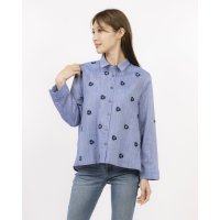 BRODIAEA/ブローディア BRODIAEA 花柄刺繍シャンブレーシャツ ポケット付き長袖ブラウス/508159614