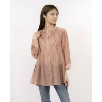 BRODIAEA/ブローディア BRODIAEA ノーカラー7分袖キーネックブラウス/508159619
