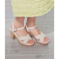 Honeys/ハニーズ Honeys クロスヒールサンダル サンダル 靴 シューズ ヒールサンダル アンクルストラップ 無地 綿 キャンバス 滑り止め ガーリー 夏 白 レデ/508159827