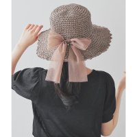 Honeys/ハニーズ Honeys スカラップつば広帽 帽子 つば広帽 ポケッタブル サイズ調整 ハット スカラップ リボン 雑材 ベーシックカラー フェミニン 夏 白 レ/508159854