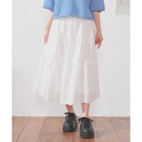 Honeys/ハニーズ Honeys ティアードスカート ボトムス スカート ロングスカート ロング丈 大きいサイズ ティアード 花柄 スカラップ刺繍 綿100％ レディース/508159879