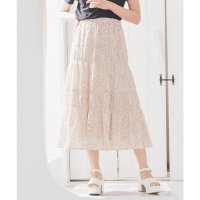 Honeys/ハニーズ Honeys シャーリングスカート ボトムス スカート ロングスカート ロング丈 ティアードスカート シャーリング 花柄 ウエストゴム 裏地付き レデ/508159881