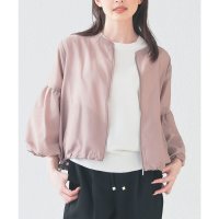 Honeys/ハニーズ Honeys 7分袖シアーブルゾン アウター ブルゾン シアー素材 再生ポリエステル 裾ドロスト 無地 クルーネック ファスナー開閉 ポケット レディ/508159891