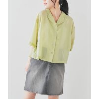 Honeys/ハニーズ Honeys 開襟シアーシャツ トップス シャツ シアーシャツ ブラウス 半袖 シアー素材 無地 マーブル柄 開襟シャツ ショート丈 前開き レディー/508159892