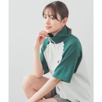 Honeys/ハニーズ Honeys ハーフジップゆるトップス トップス カットソー 半袖 ゆるトップス ハーフジップ ゆったり ロゴ 刺繍 綿混 配色切替 スポーティー レ/508159920