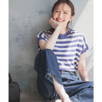 Honeys/ハニーズ Honeys フレンチスリーブニット トップス ニット セーター 半袖 サマーニット フレンチスリーブ 無地 ボーダー柄 クルーネック 綿混 レディー/508159928
