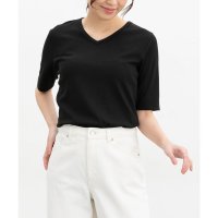 Honeys/ハニーズ Honeys 汗ジミ軽減半袖VネックT トップス Tシャツ 半袖Tシャツ カットソー 半袖 ハニさら 汗ジミ軽減 レーヨン混 無地 ボーダー柄 レディ/508159932