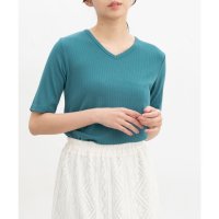 Honeys/ハニーズ Honeys 汗ジミ軽減半袖VネックT トップス Tシャツ 半袖Tシャツ カットソー 半袖 ハニさら 汗ジミ軽減 レーヨン混 無地 ボーダー柄 レディ/508159932