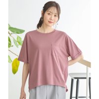 Honeys/ハニーズ Honeys 汗ジミ軽減ポケ付Tシャツ トップス Tシャツ 半袖Tシャツ カットソー 半袖 ハニさら 汗ジミ軽減 レーヨン混 無地 クルーネック レデ/508159934