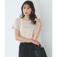 Honeys/ハニーズ Honeys 汗ジミ軽減ロゴTシャツ トップス Tシャツ 半袖Tシャツ カットソー 半袖 ハニさら 汗ジミ軽減 レーヨン混 ロゴ クルーネック レディ/508159935