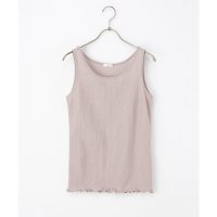 Honeys/ハニーズ Honeys メロー使いタンクトップ トップス タンクトップ UVカット メロー使い リブ ストライプライン クルーネック 綿混 インナー レディース/508159936