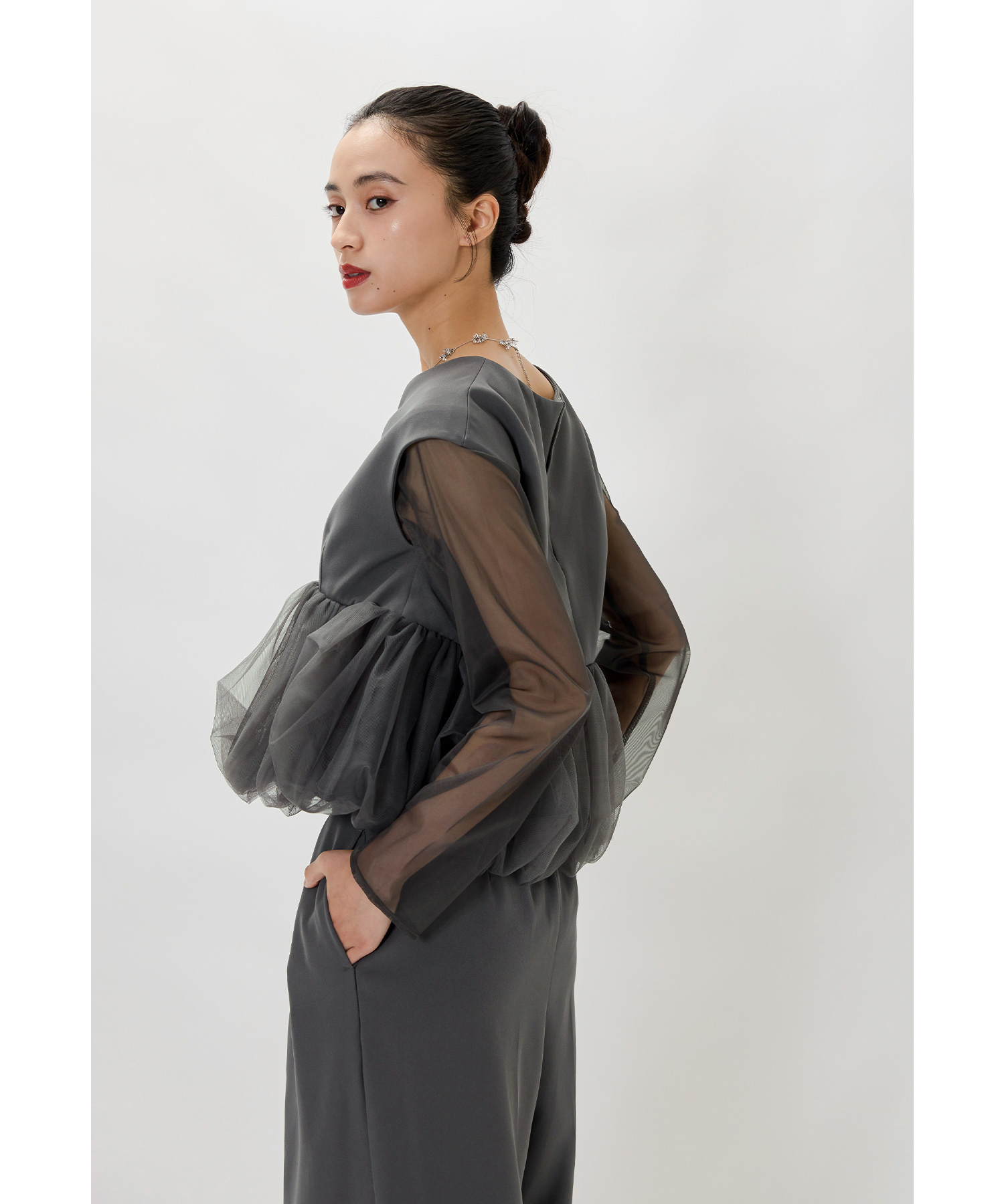 ニアナ niana ペプラムチュールセットアップパンツドレス 3点