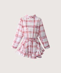 LA POMME petit/ラポミ プチ LA POMME petit Pink Plaid Asymmetry One Piece/508160184