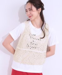 SHOO・LA・RUE　DRESKIP/【S－LL/2点セット】大人カジュアルに レースビスチェ+プリントTシャツ/508160347