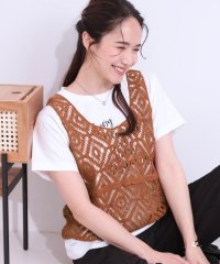 SHOO・LA・RUE　DRESKIP/【S－LL/2点セット】大人カジュアルに レースビスチェ+プリントTシャツ/508160347