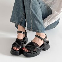 Shoes in Closet/シューズインクローゼット Shoes in Closet －シュークロ－ 軽量厚底 チュール フリル ヒールソール サンダル 5985/508160797