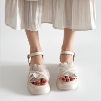 Shoes in Closet/シューズインクローゼット Shoes in Closet －シュークロ－ 軽量厚底 チュール フリル ヒールソール サンダル 5985/508160797