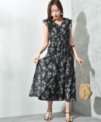 INTERPLANET/インタープラネット INTERPLANET シアー単色フラワープリントフリルワンピース/508159654