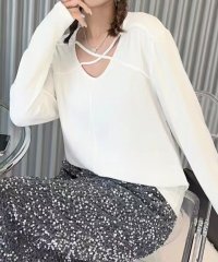 aimoha/アイモハ aimoha クロスデザインVネック長袖トップス/508161047