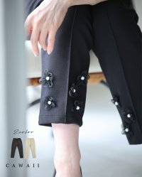 CAWAII/カワイイ CAWAII チュールの花が裾に咲くウエストゴムテーパードパンツ/508161072