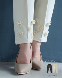 CAWAII/カワイイ CAWAII チュールの花が裾に咲くウエストゴムテーパードパンツ/508161072