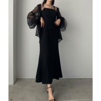 Louere/ルエレ Louere Louere 【薄くて軽いジョーゼット生地】リボンセミマーメイドキャミワンピース/508161591