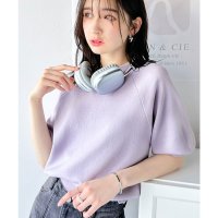 Classical Elf/クラシカルエルフ Classical Elf 抜け感のある洗練デザイン。ラグランコンパクトスウェット風ニット(半袖）/508162507