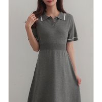 CENEA/セネア CENEA CENEA 薄手配色ラインポロニットワンピース【ペチスカートSET】/508162512