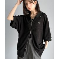 Classical Elf/クラシカルエルフ Classical Elf 抜け感叶える大人の上品スポーティ。ポロ襟ダブルファスナージャガードトップス（半袖）/508162515