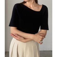 Louere/ルエレ Louere Louere アシメネック半袖リブニット/508162528