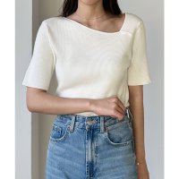 Louere/ルエレ Louere Louere アシメネック半袖リブニット/508162528