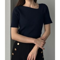 Louere/ルエレ Louere Louere アシメネック半袖リブニット/508162528