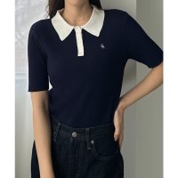 Louere/ルエレ Louere Louere ロゴ刺繍半袖リブニットポロ/508162535