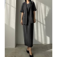Louere/ルエレ Louere Louere リネンライク半袖ジャケット＋IラインキャミワンピースSET/508162538
