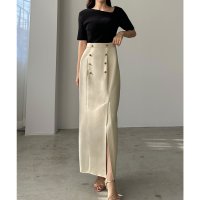 Louere/ルエレ Louere Louere ゴールドボタン前スリットペンシルスカート/508162541