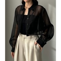 Louere/ルエレ Louere Louere クロップド丈バックリボンシアーシャツ/508162542