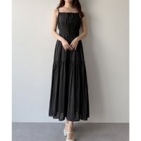 mipiarl/ミピアール mipiarl mipiarl ワッシャーシャーリングティアードキャミワンピース/508162555